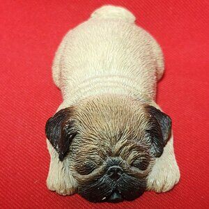 Vintage Sandicast Fawn Pug Figurine Sleeping Snoring